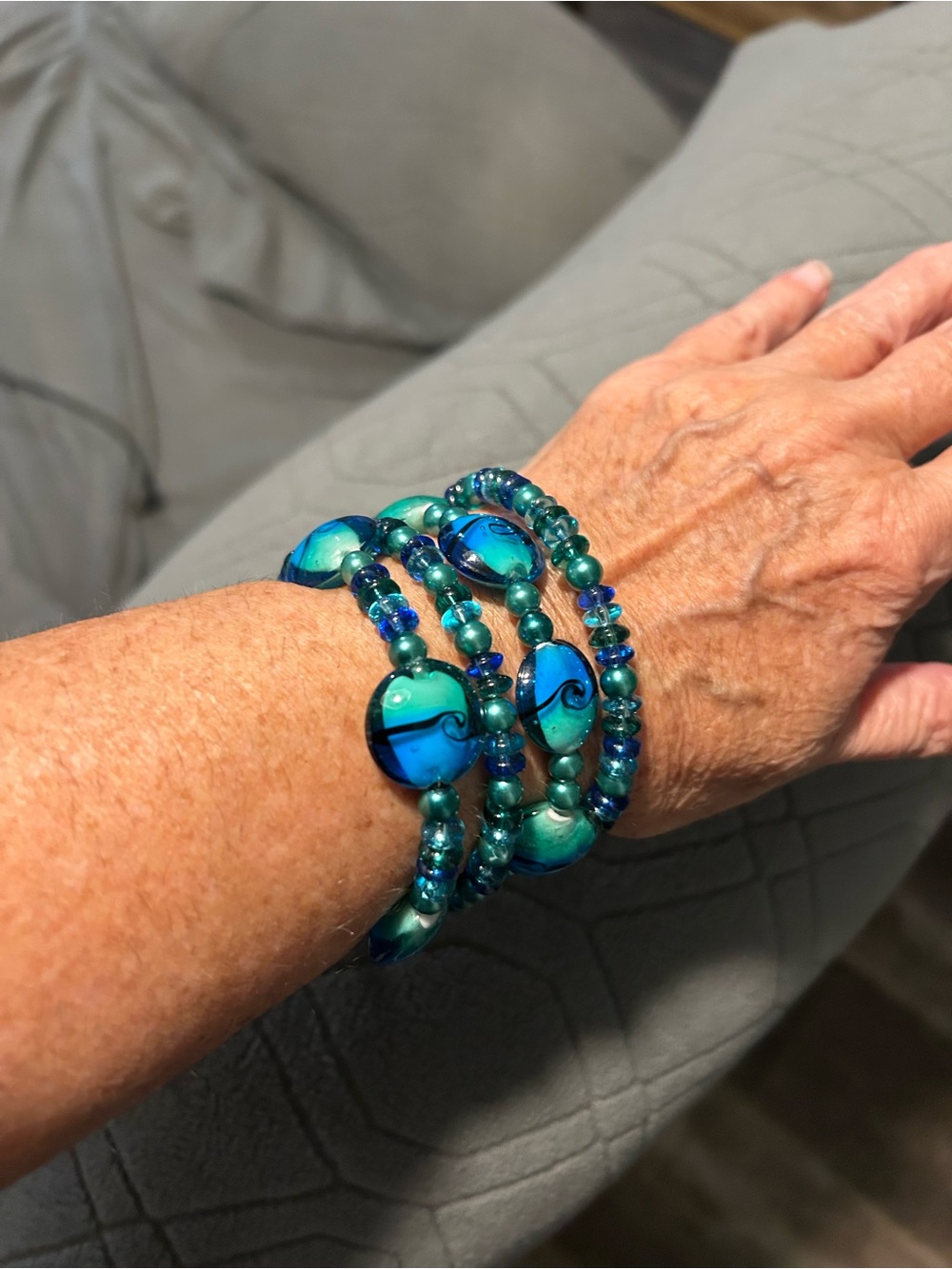 Teal & Blue Beaded Wrap Bracelet - Women Jewelry  Fl1